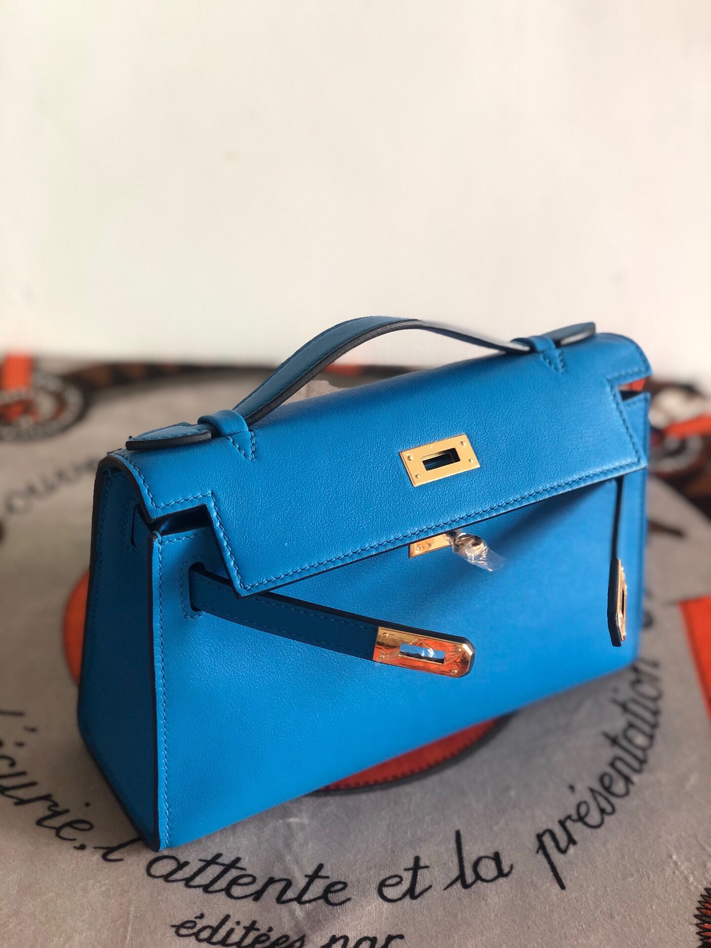 에르메스 미니 켈리백22 블루 금장 스위프트